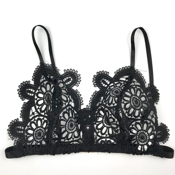 LF Other - LF Crochet Bralette Bra Black Small NWT